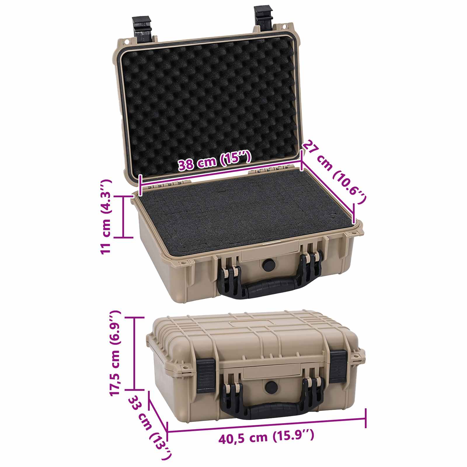 Hard Luggage Case with Storage Sand 40,5 x 33 x 17,5 cm