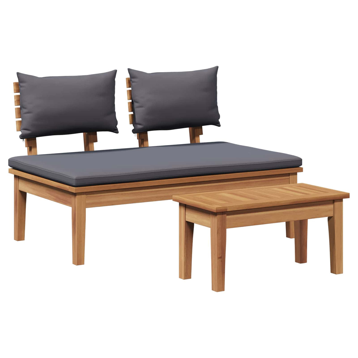 Garden Bench 2 pcs Grey and Brown Solid Teak wood