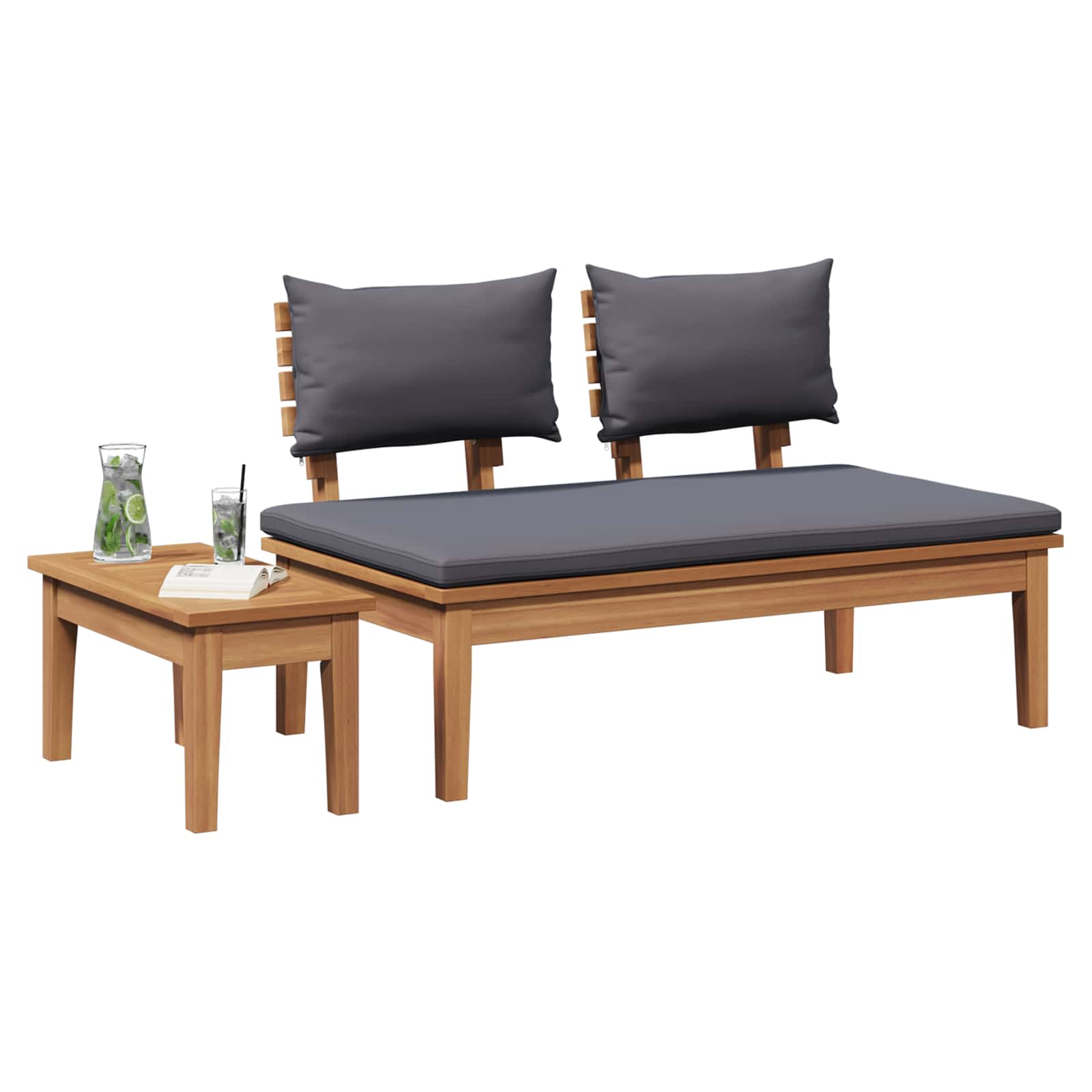 Garden Bench 2 pcs Grey and Brown Solid Teak wood