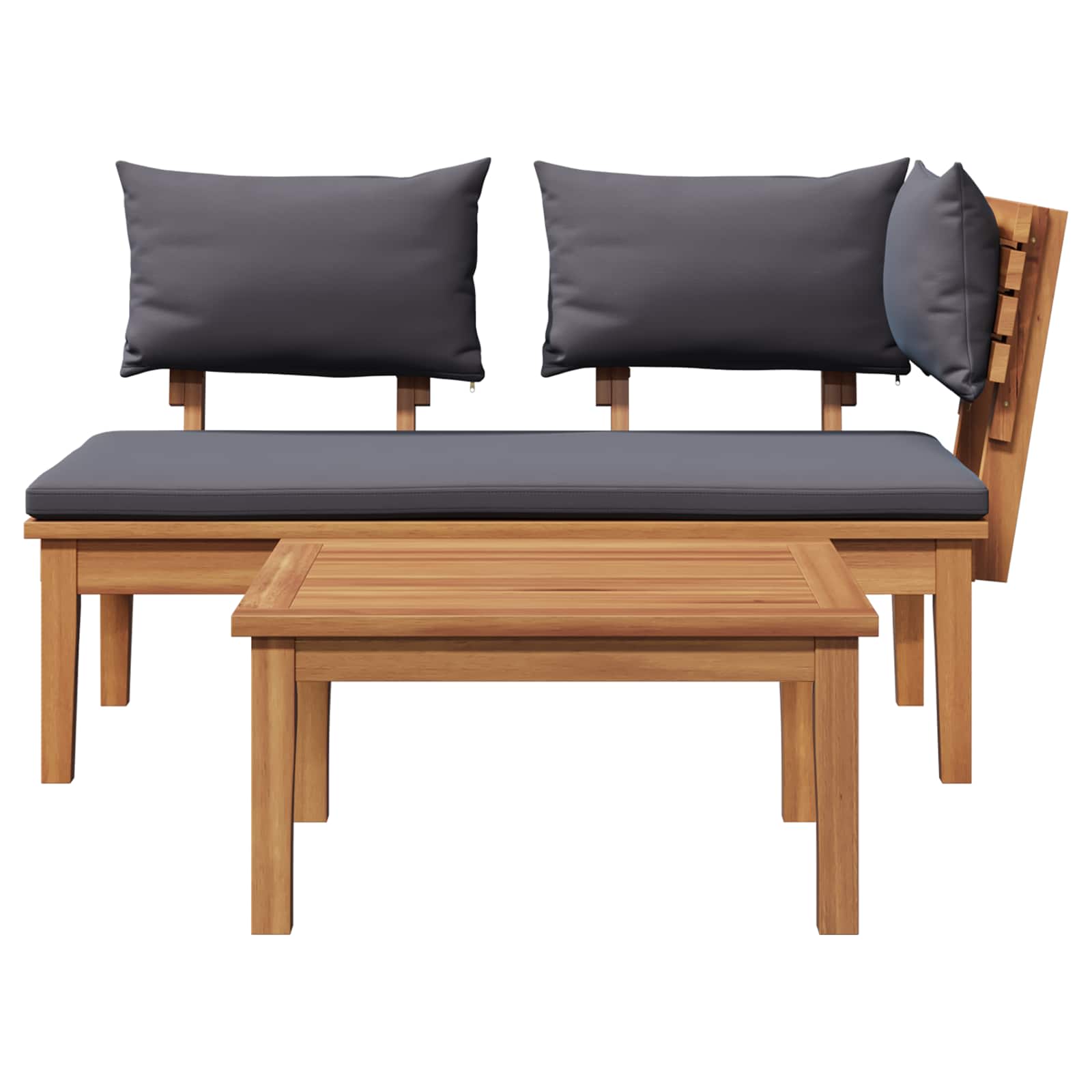 Garden Bench 2 pcs Grey and Brown Solid Teak wood