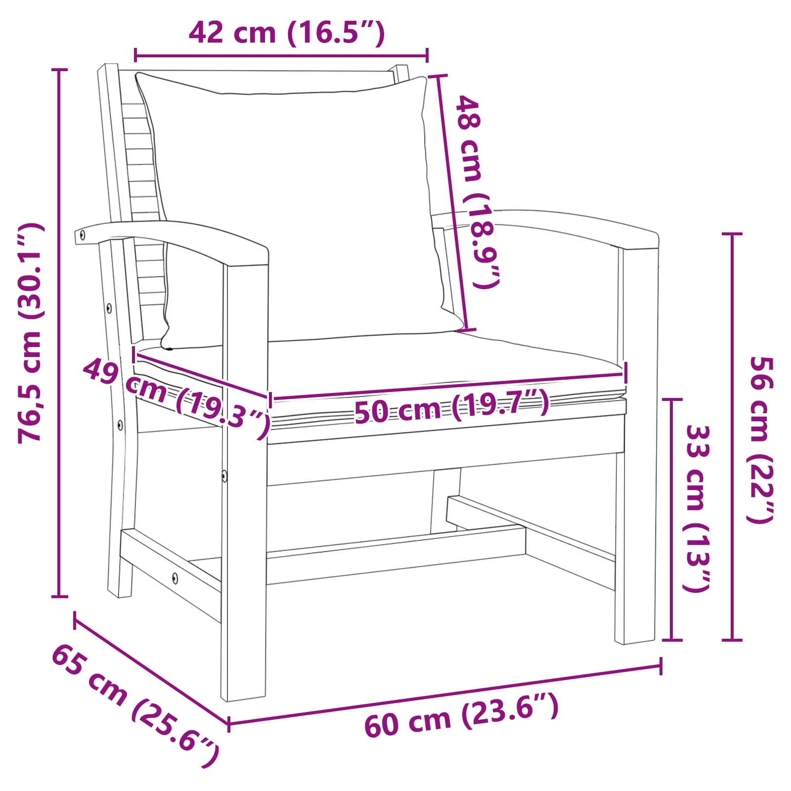 Chair with Cushion 2 pcs Brown and Dark Grey 65 x 60 x 76.5 cm