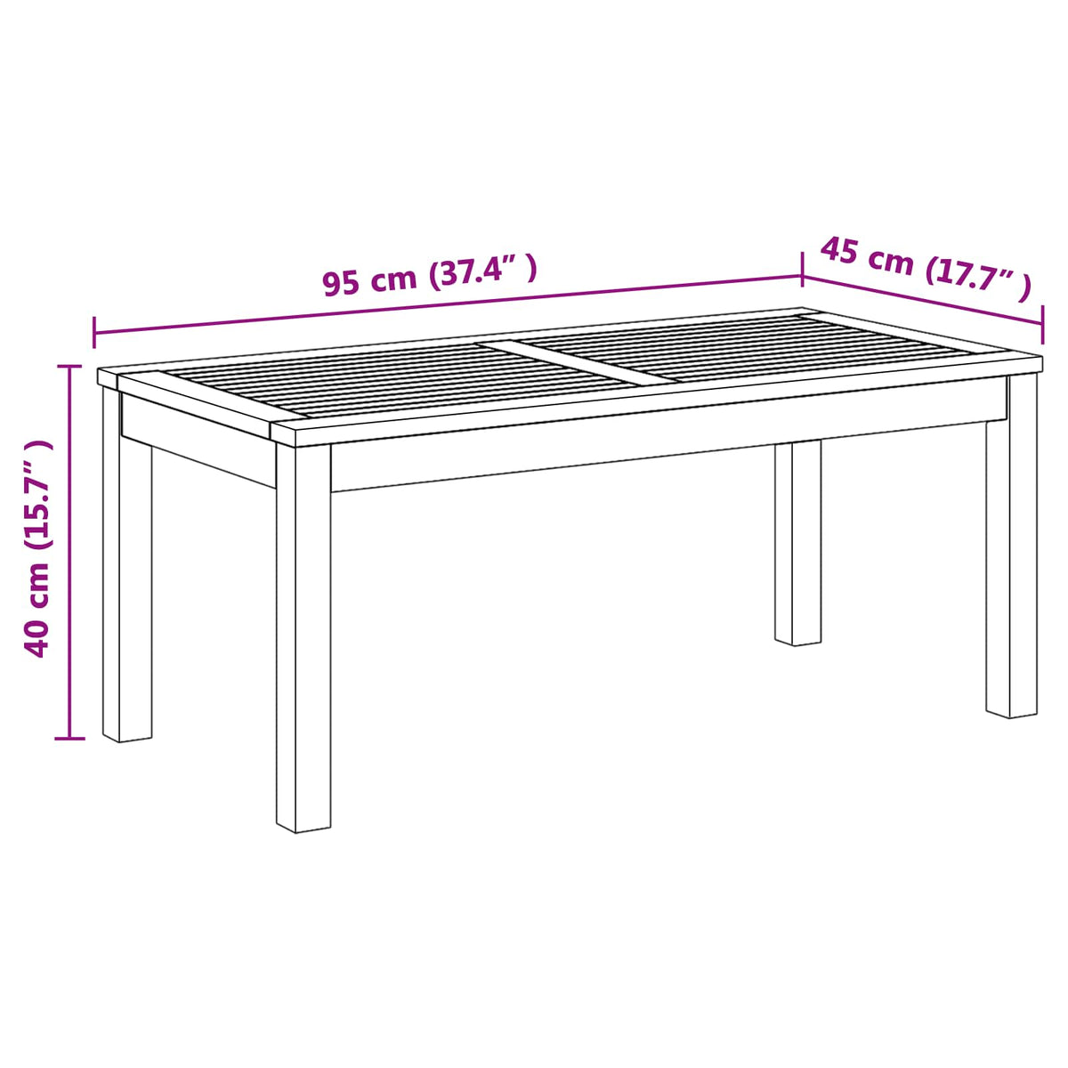 Table Brown 95 x 45 x 40 cm Solid Teak Wood