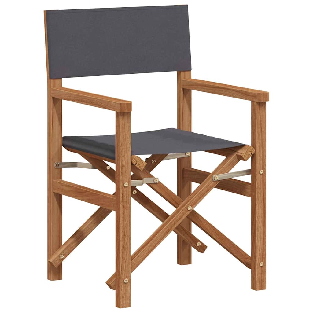Folding Director's Chair Grey 55 x 54 x 85 cm Solid Teak Wood