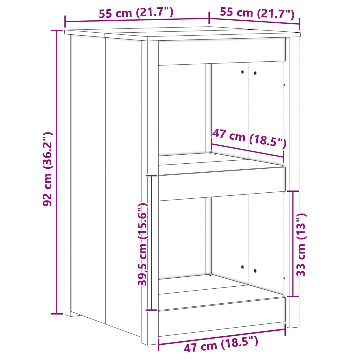 Kitchen Cabinet MEPPEL White 55 x 55 x 92 cm Solid Pine Wood