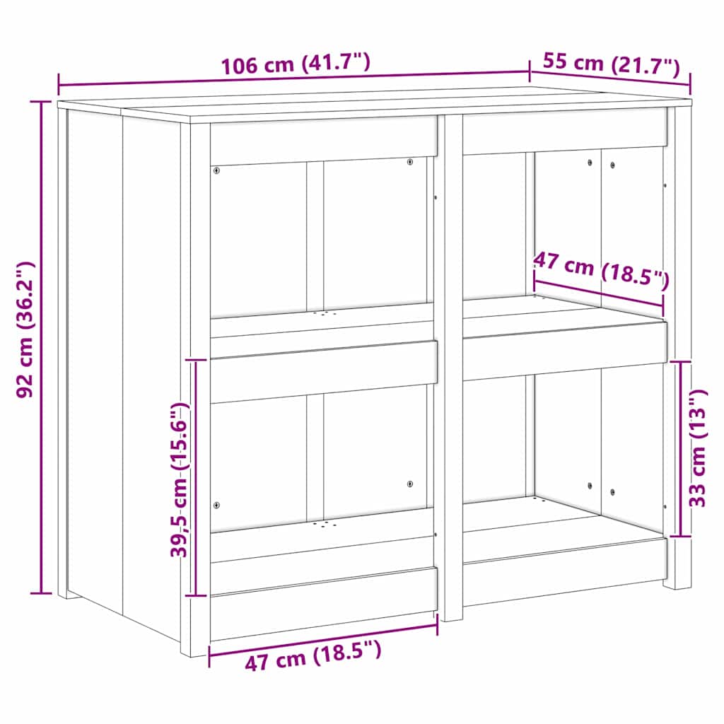 Kitchen Cabinet MEPPEL Untreated Pinewood 106 x 55 x 92 cm