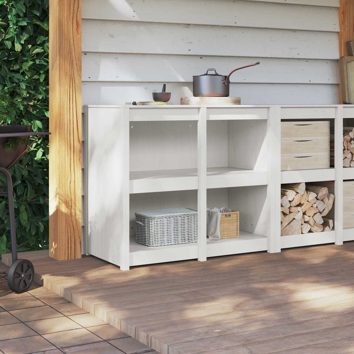 Kitchen Cabinet with Shelf MEPPEL Warm White 106 x 55 x 92 cm