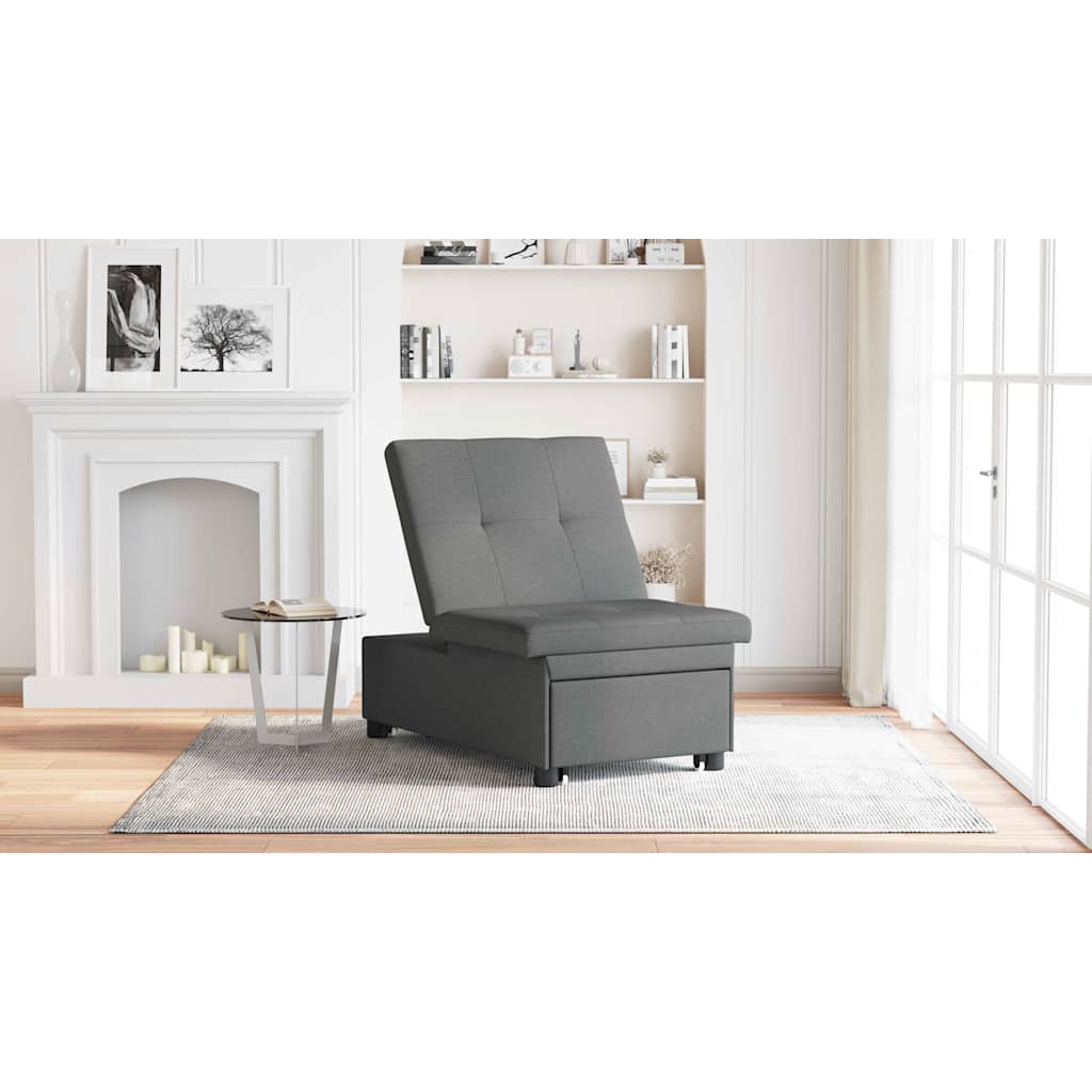 Pull Out Sofa Bed Dark Grey 194 x 50 x 82 cm Fabric