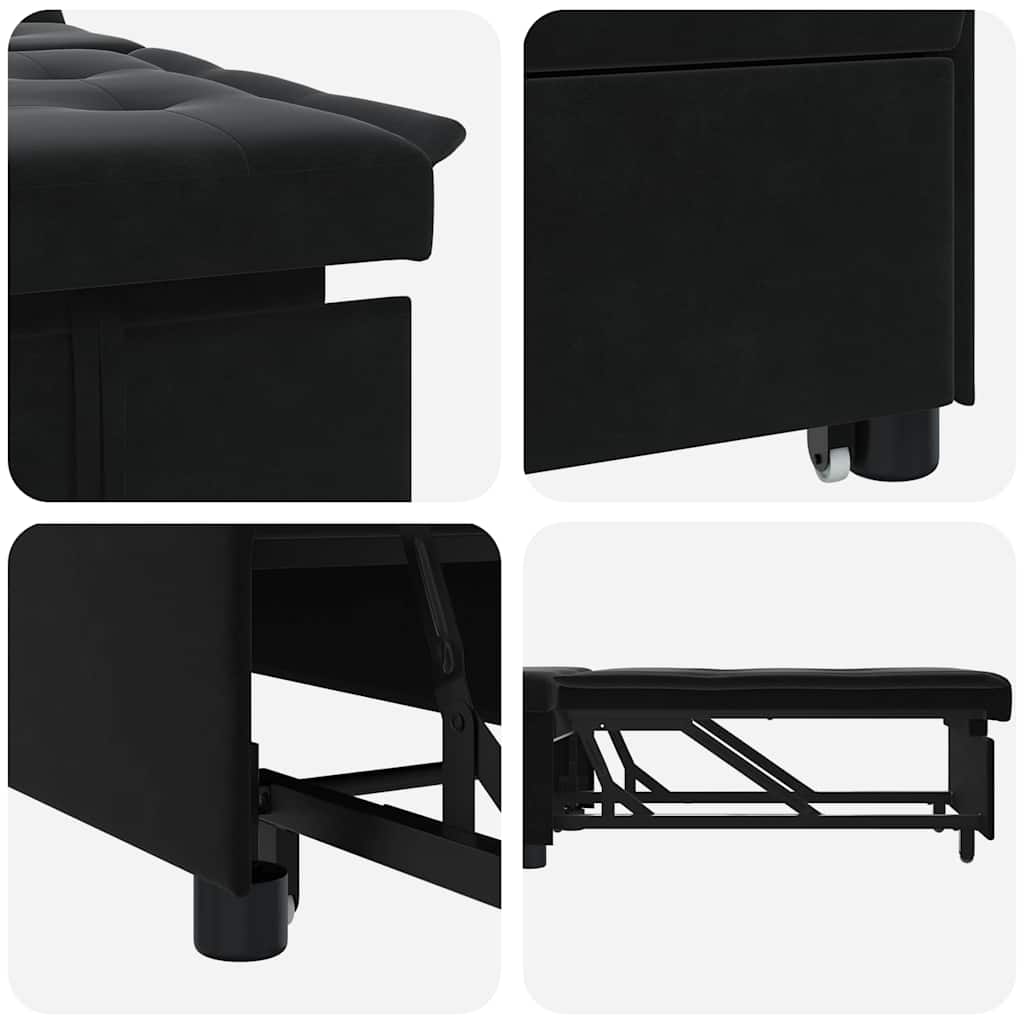 Sofa Bed Black 67 x 194 x 38 cm Velvet