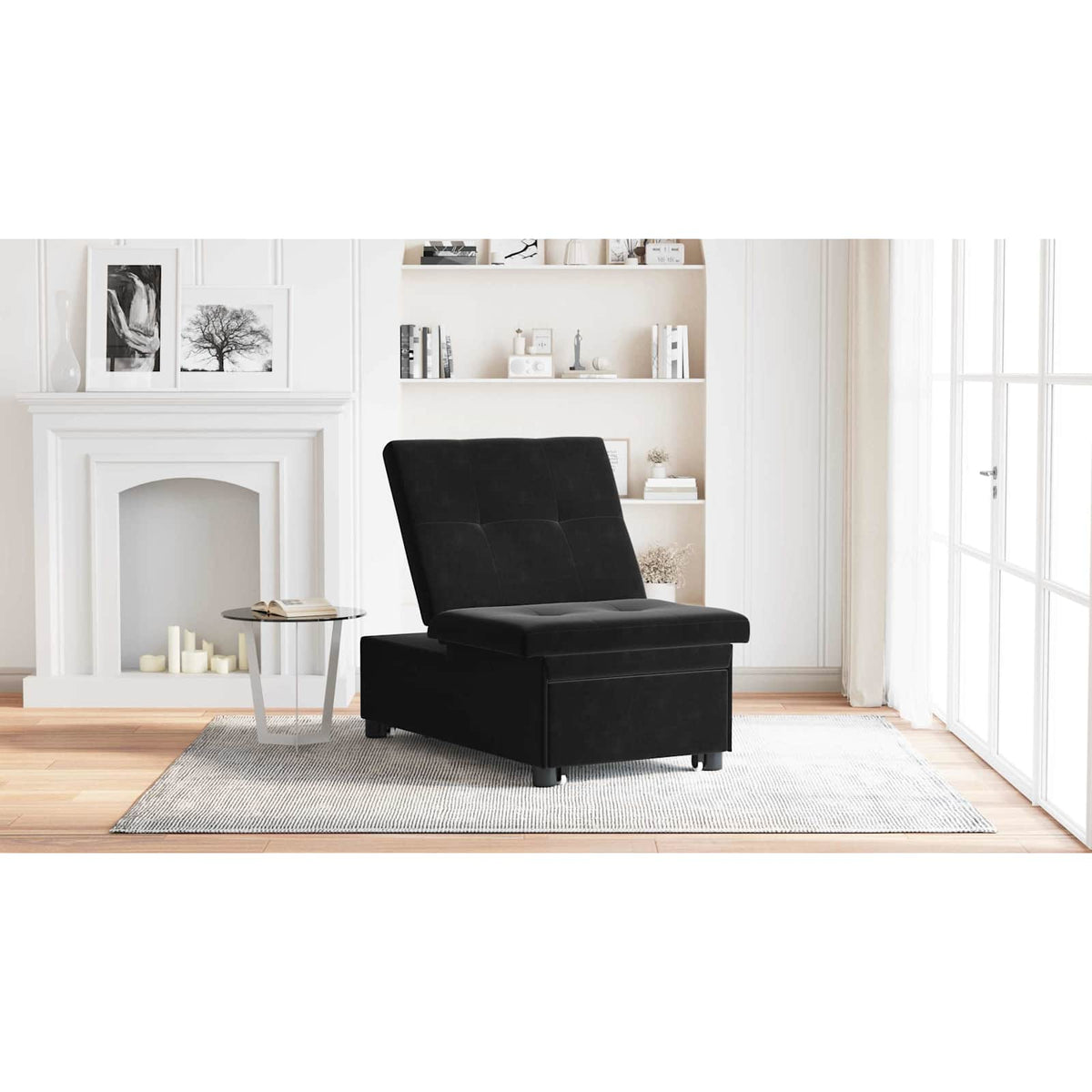 Sofa Bed Black 194 x 67 x 82 cm Velvet