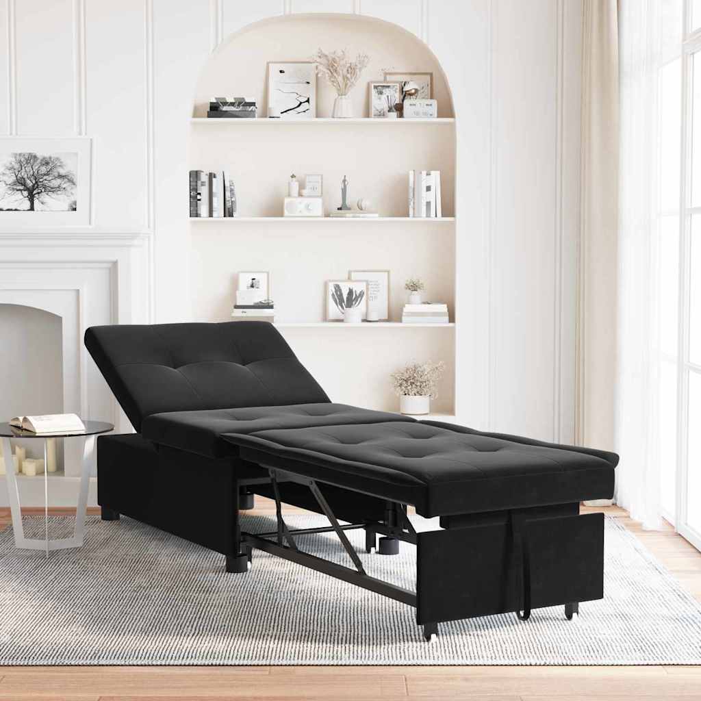 Sofa Bed Black 67 x 194 x 38 cm Velvet