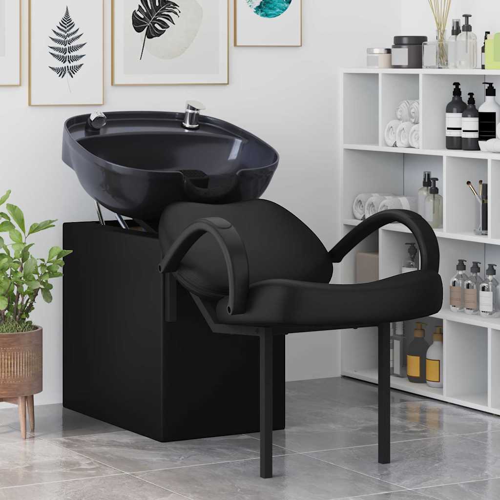 Shampoo Chair Height Adjustable Black 136 x 60 x 92 cm PVC