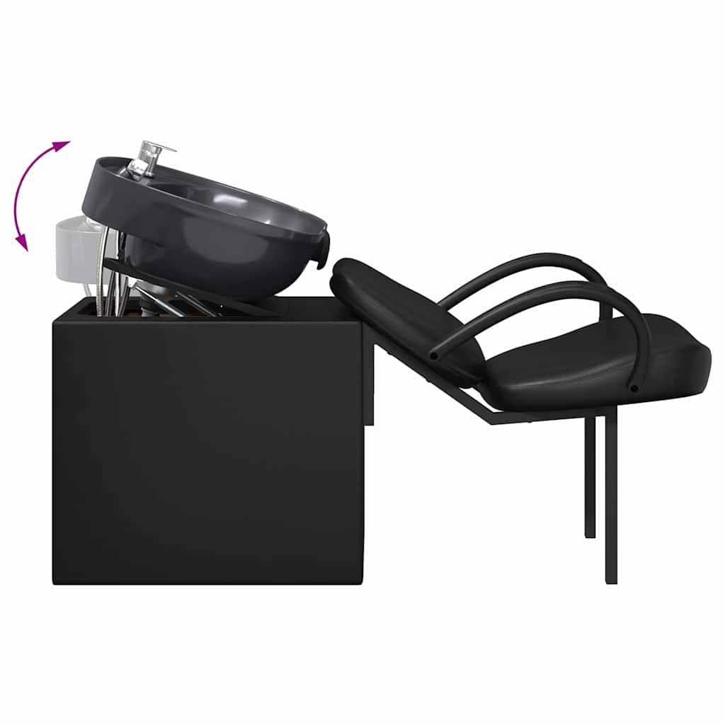 Shampoo Chair Height Adjustable Black 136 x 60 x 92 cm PVC