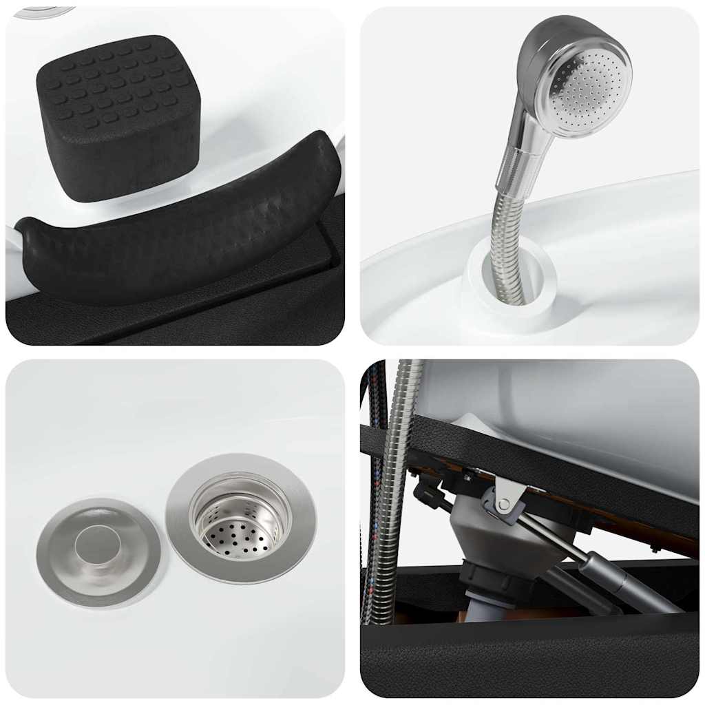 Shampoo Chair Manual Black and White 136 x 60 x 92 cm PVC