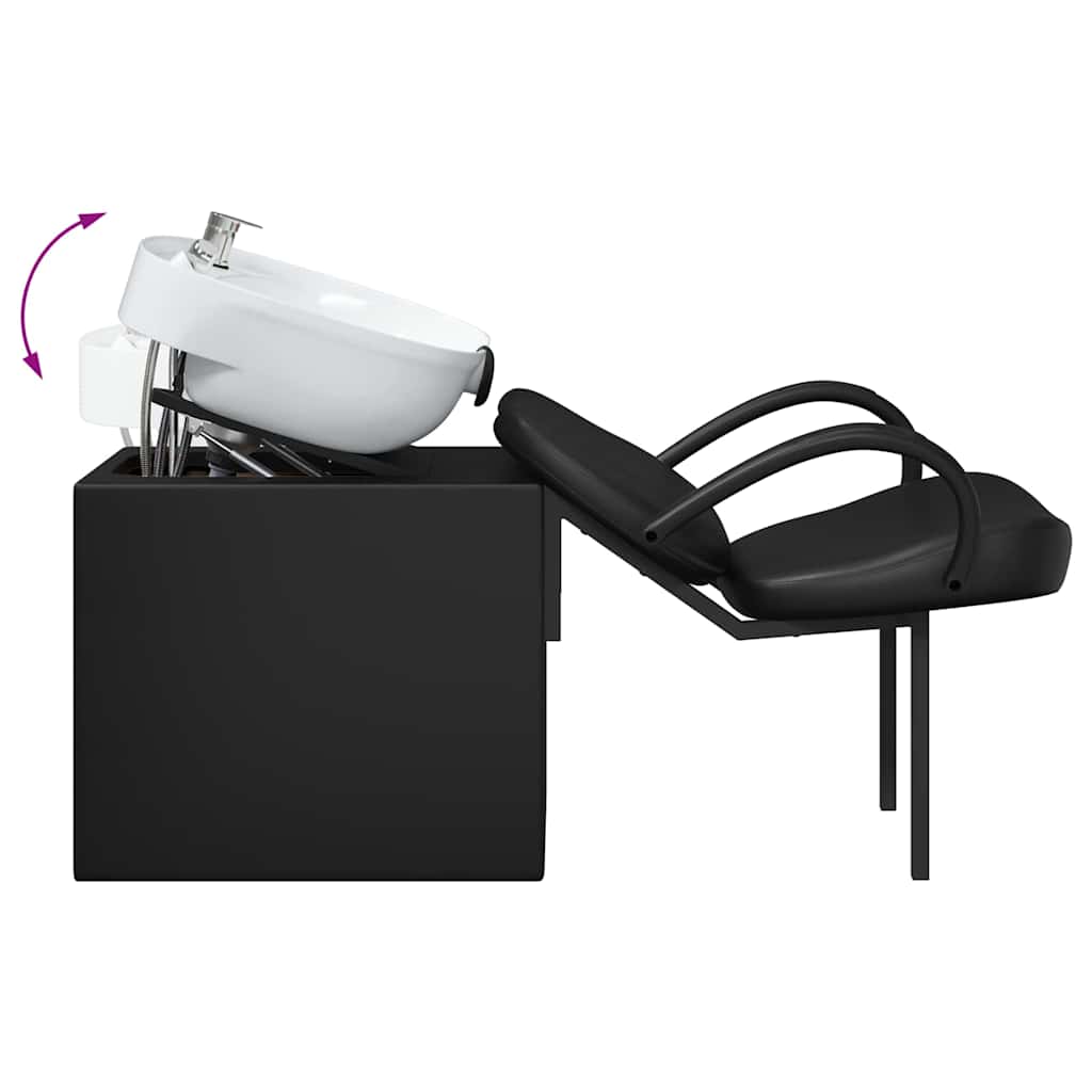 Shampoo Chair Manual Black and White 136 x 60 x 92 cm PVC
