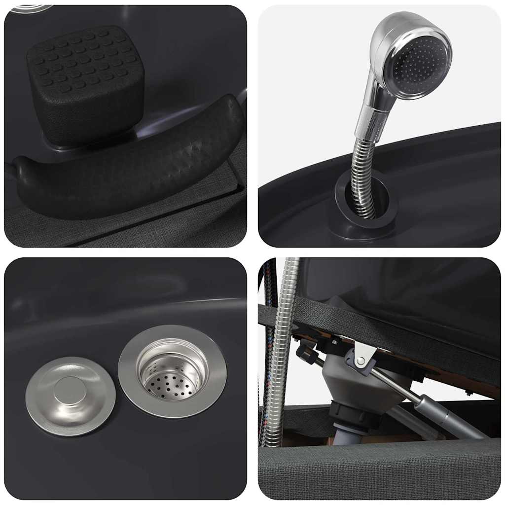 Shampoo Chair Dark Grey and Black 136 x 60 x 92 cm Fabric