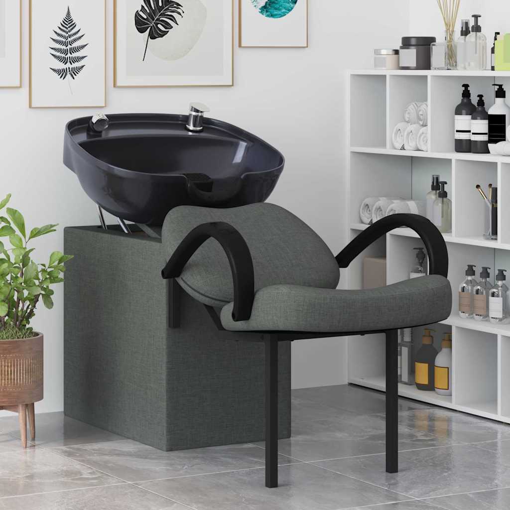 Shampoo Chair Dark Grey and Black 136 x 60 x 92 cm Fabric
