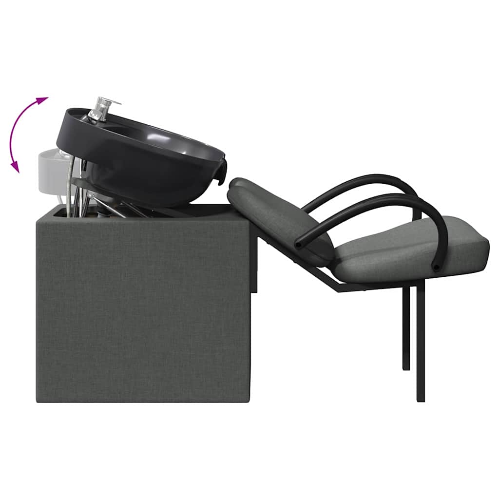 Shampoo Chair Dark Grey and Black 136 x 60 x 92 cm Fabric