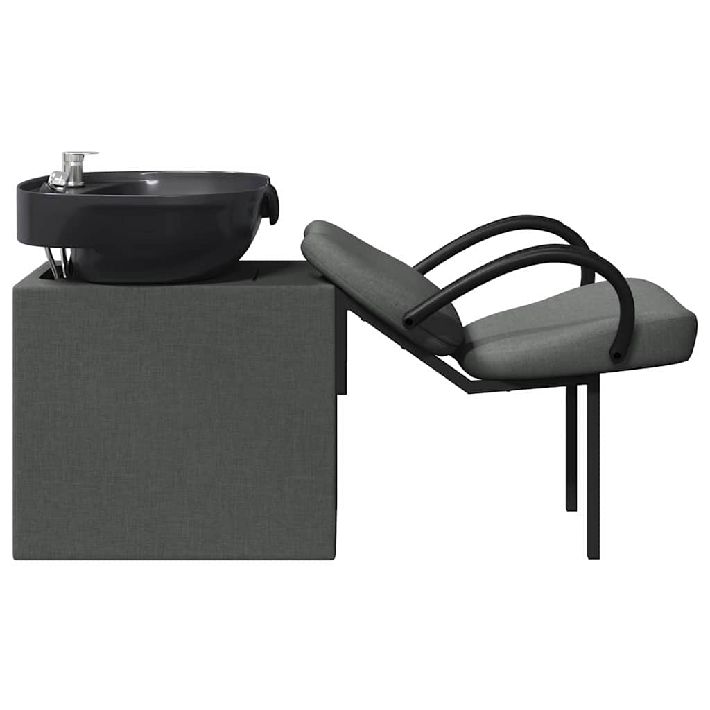 Shampoo Chair Dark Grey and Black 136 x 60 x 92 cm Fabric