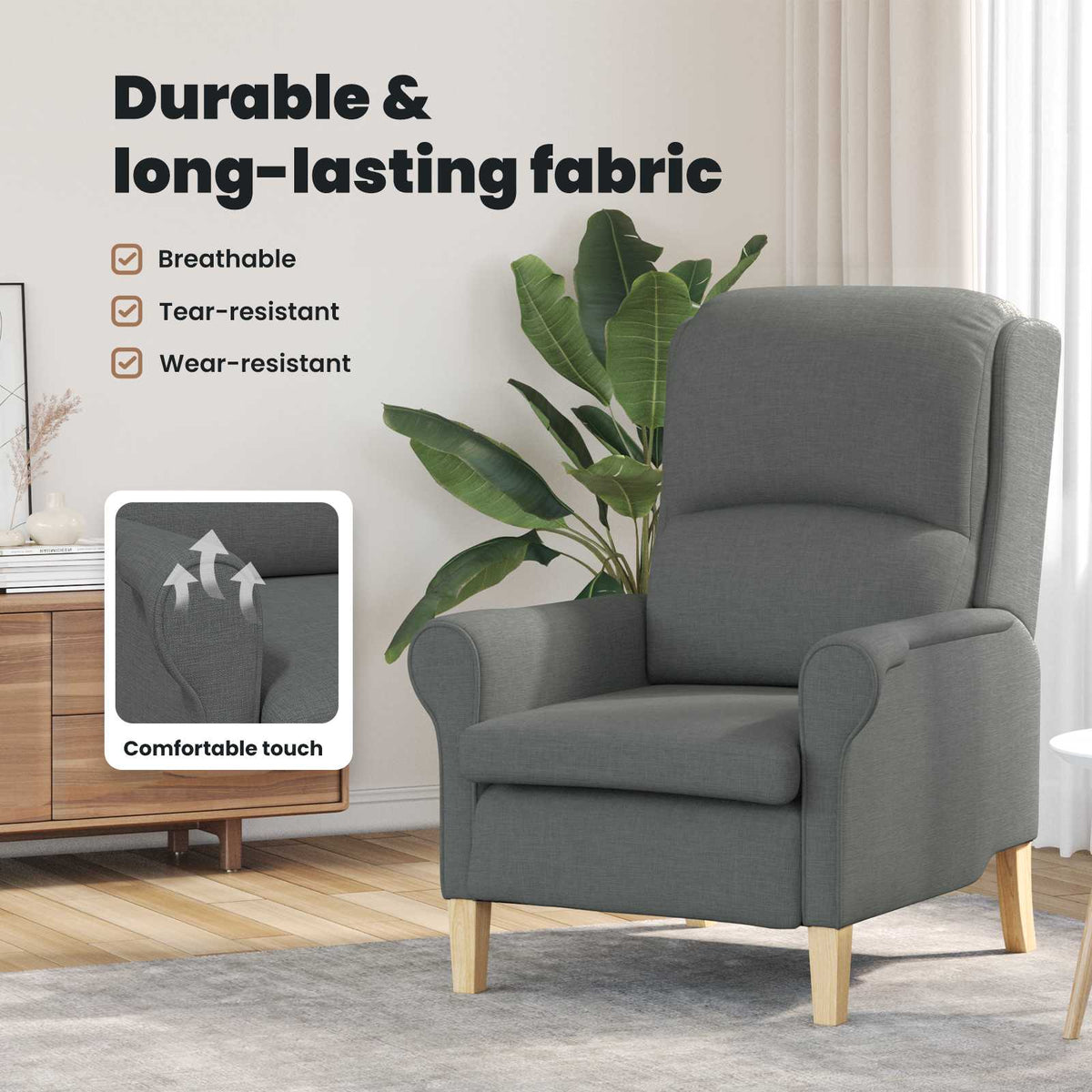 Armchair Dark grey Fabric