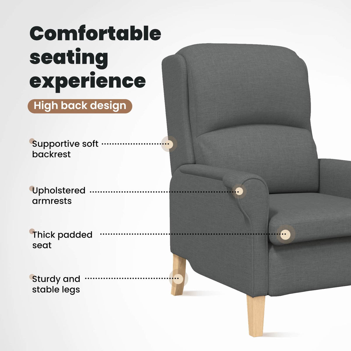 Armchair Dark grey Fabric