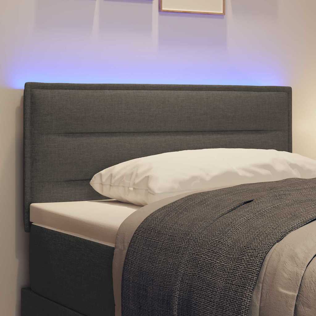 LED Headboard with LED Strip Lights Dark Grey 100 cm Fabric