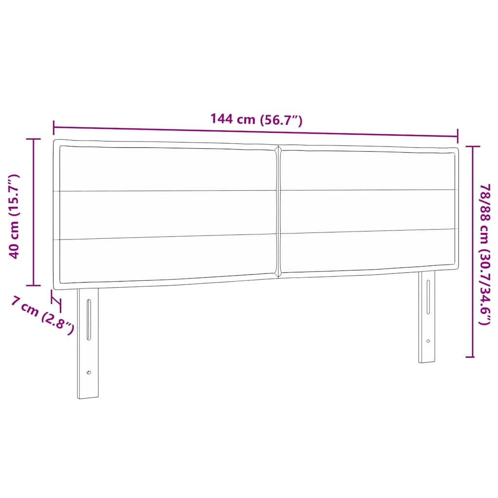 LED Headboard with LED Strip Lights Dark Grey 144 cm Polyester