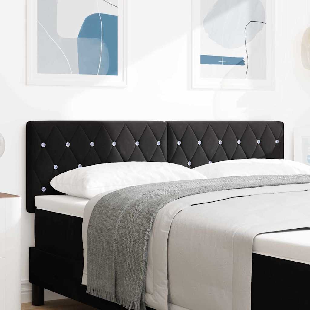 LED Headboard with LED Strip Lights Manual Black 160 cm Velvet