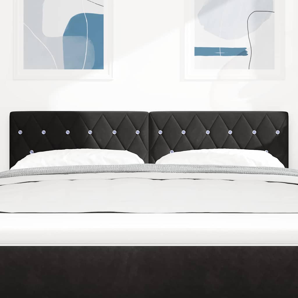 LED Headboard with LED Strip Lights Manual Black 160 cm Velvet