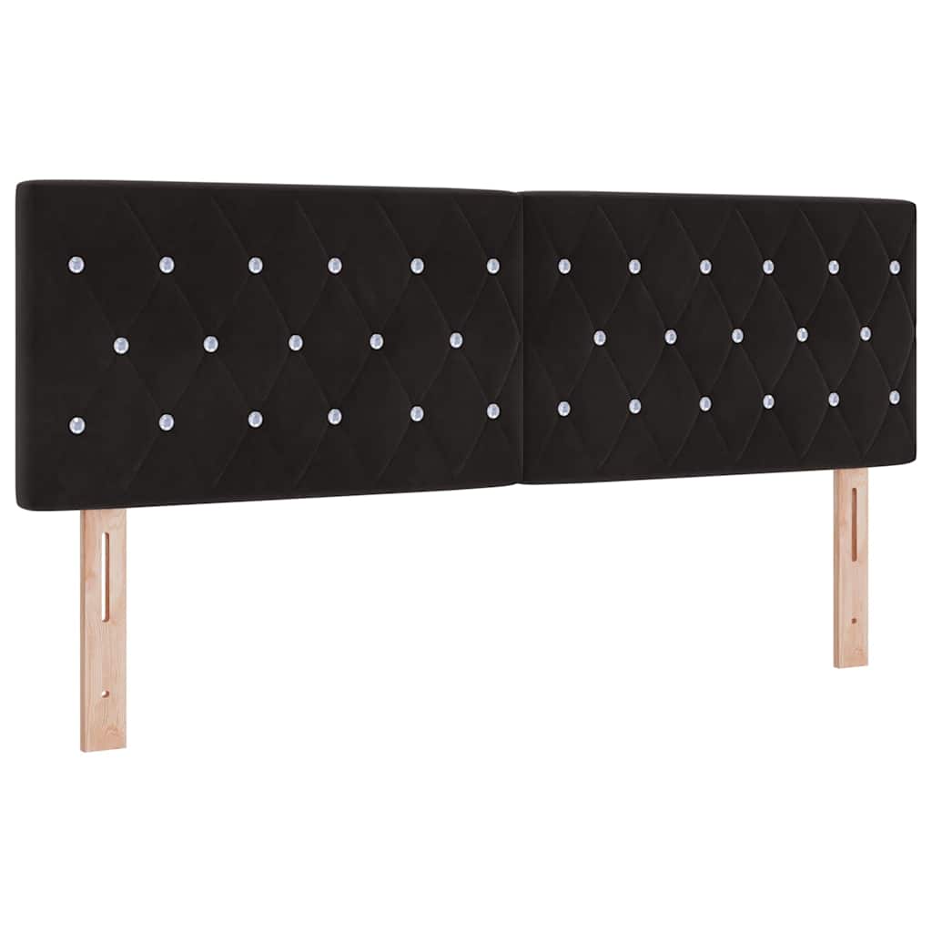 LED Headboard with LED Strip Lights Manual Black 160 cm Velvet