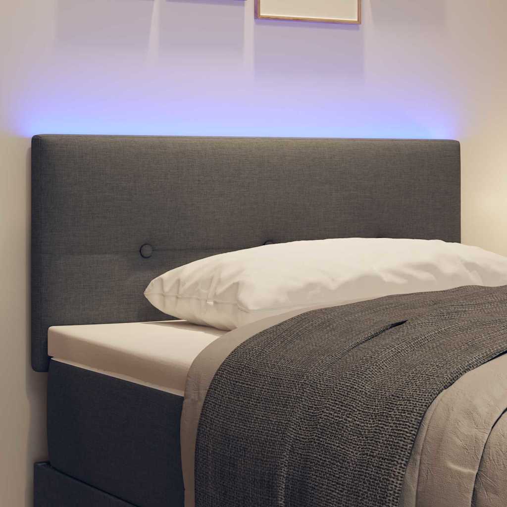 LED Headboard with LED Strip Lights Dark Grey 100 cm Polyester