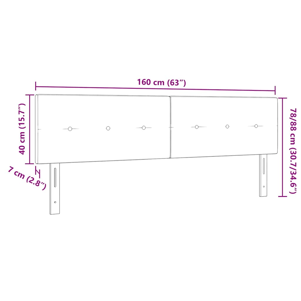 LED Headboard with LED Strip Lights Dark Grey 160 cm Polyester