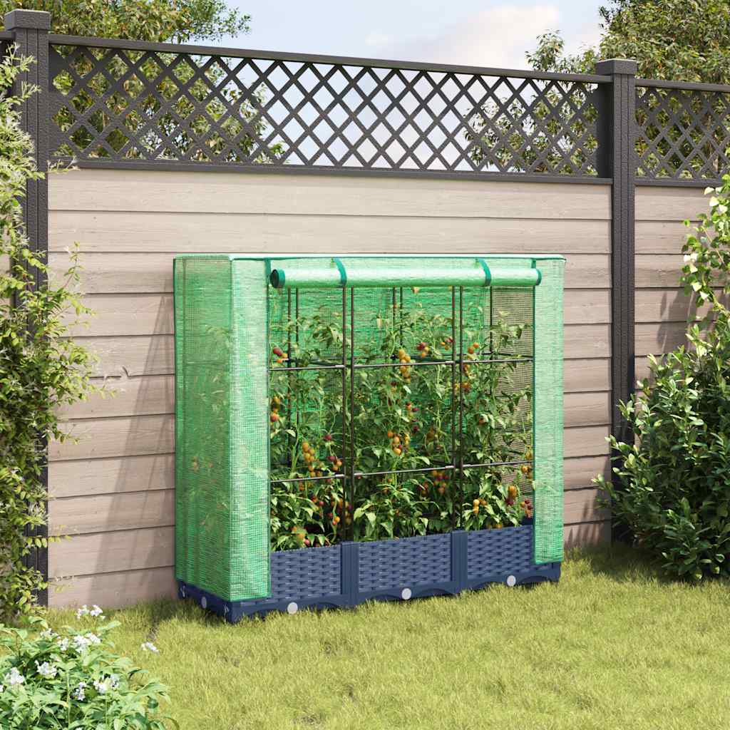 Raised Bed with Greenhouse Cover Rattan Look 120x40x123 cm
