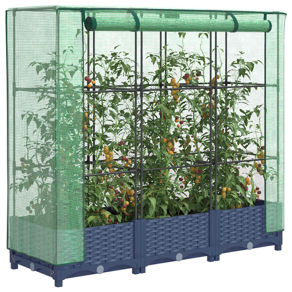 Raised Bed with Greenhouse Cover Rattan Look 120x40x123 cm