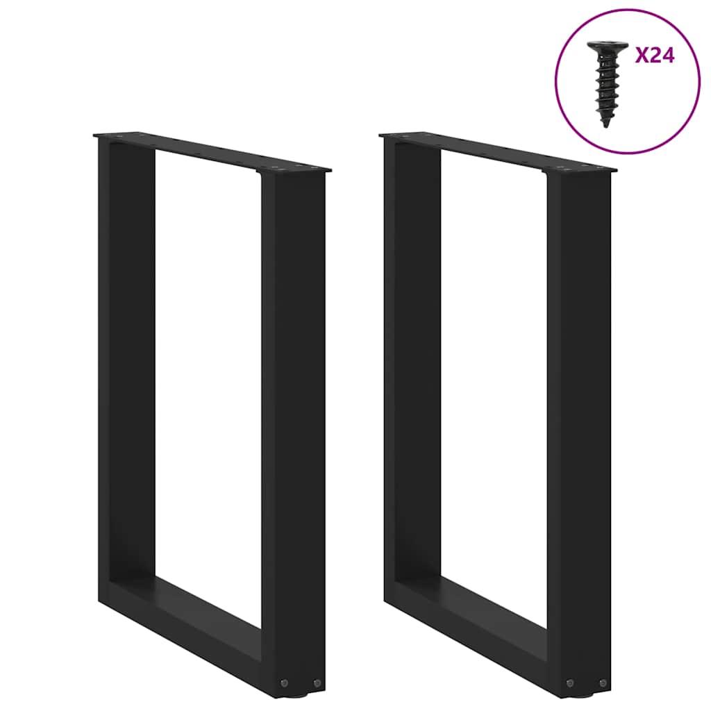 Dining Table Legs U-Shaped 2 pcs Black 60x(72-73) cm Steel