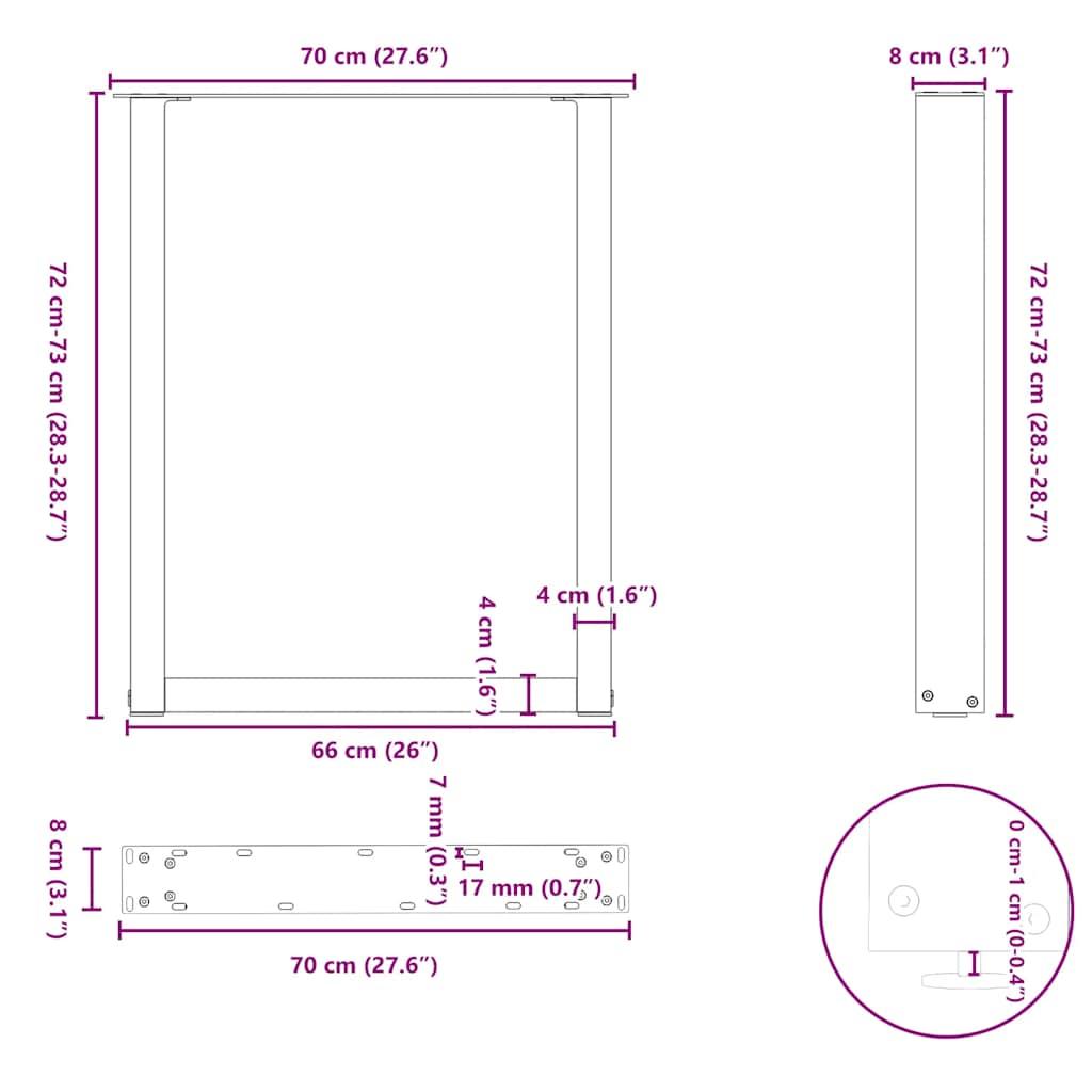 Dining Table Legs U-Shaped 2 pcs Black 70x(72-73) cm Steel
