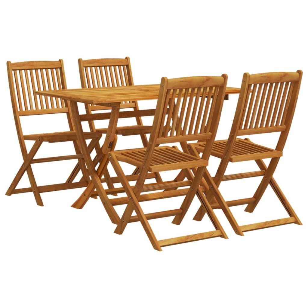 5 Piece Garden Dining Set Solid Wood Eucalyptus