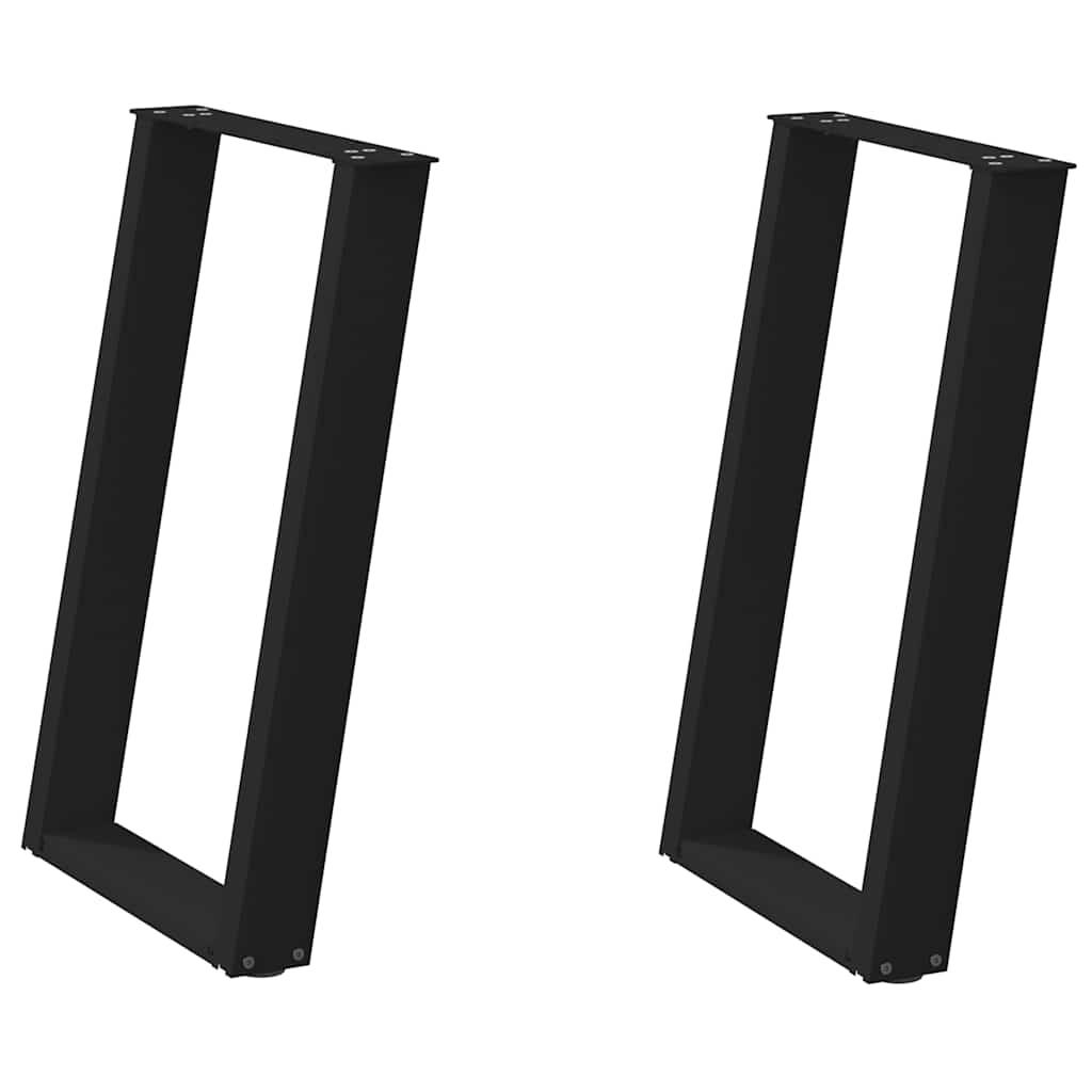 Dining Table Legs U-Shaped 2 pcs Black 60x(72-73) cm Steel