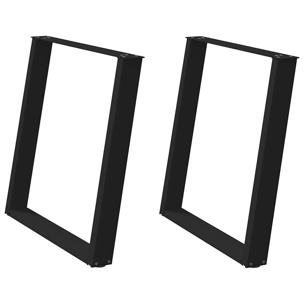 Dining Table Legs U-Shaped 2 pcs Black 80x(72-73) cm Steel