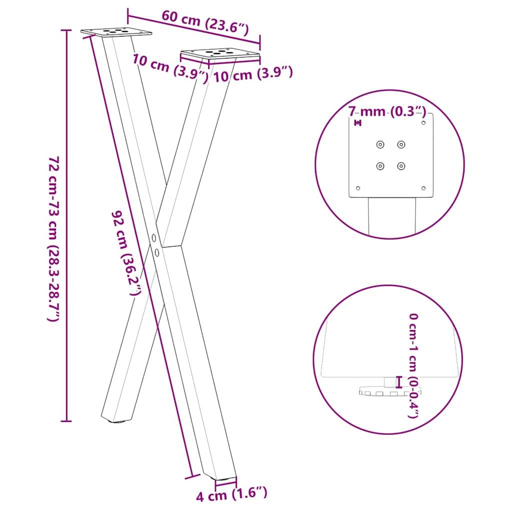 Dining Table Legs X-Shaped 2 pcs Black 57x(72-73) cm Steel
