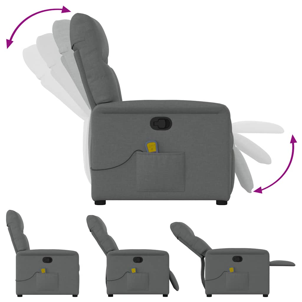 Massage Recliner Chair Dark Grey Fabric
