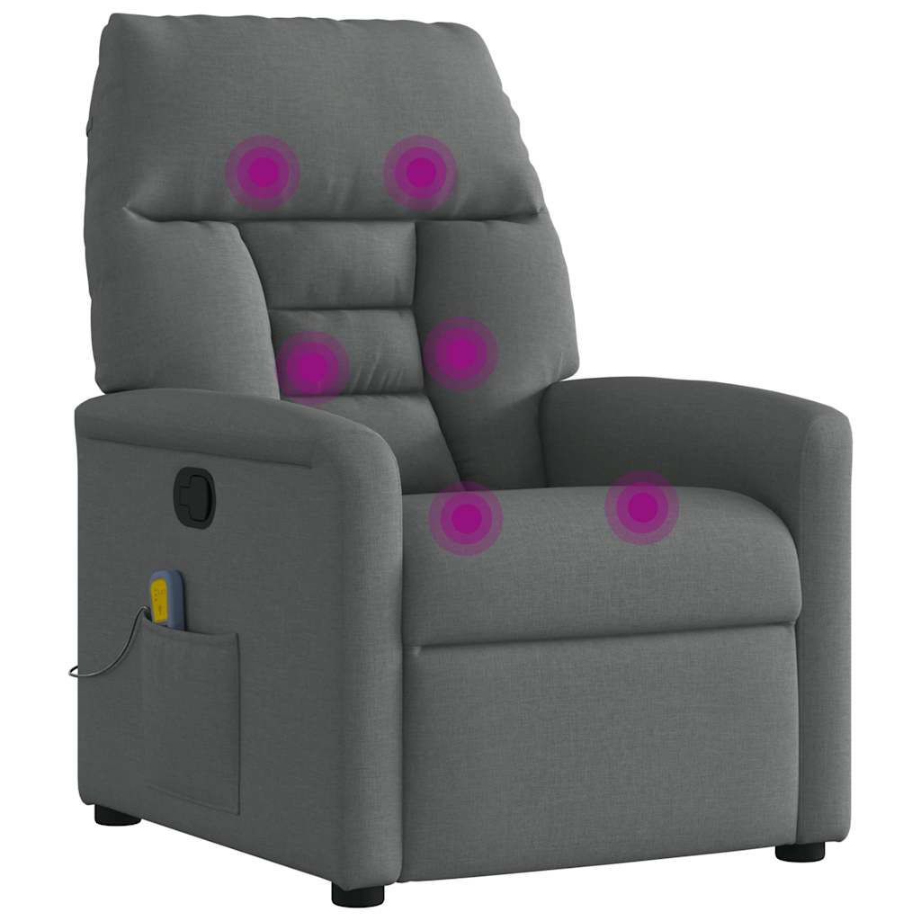 Massage Recliner Chair Dark Grey Fabric
