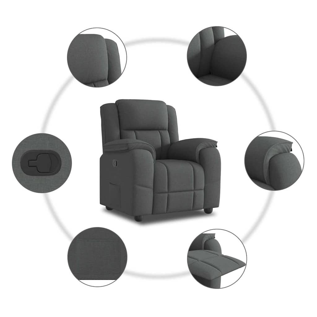 Recliner Chair Dark Grey Fabric