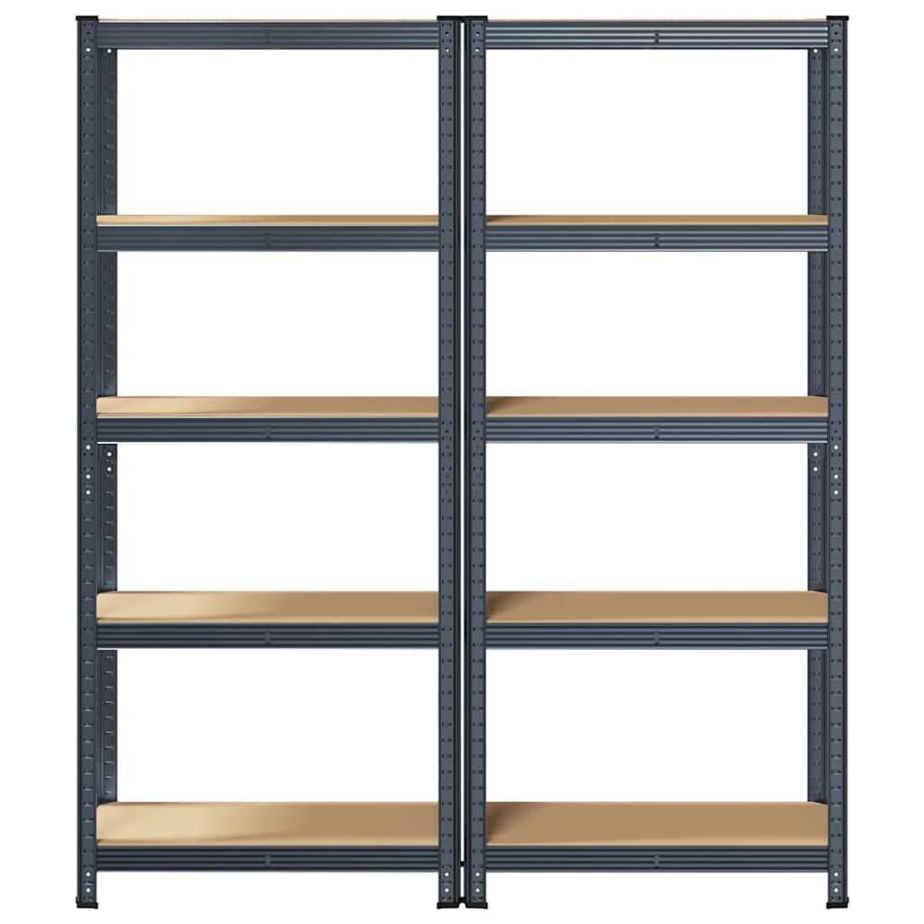 5-Layer Storage Shelves 2 pcs Anthracite Steel&Engineered Wood