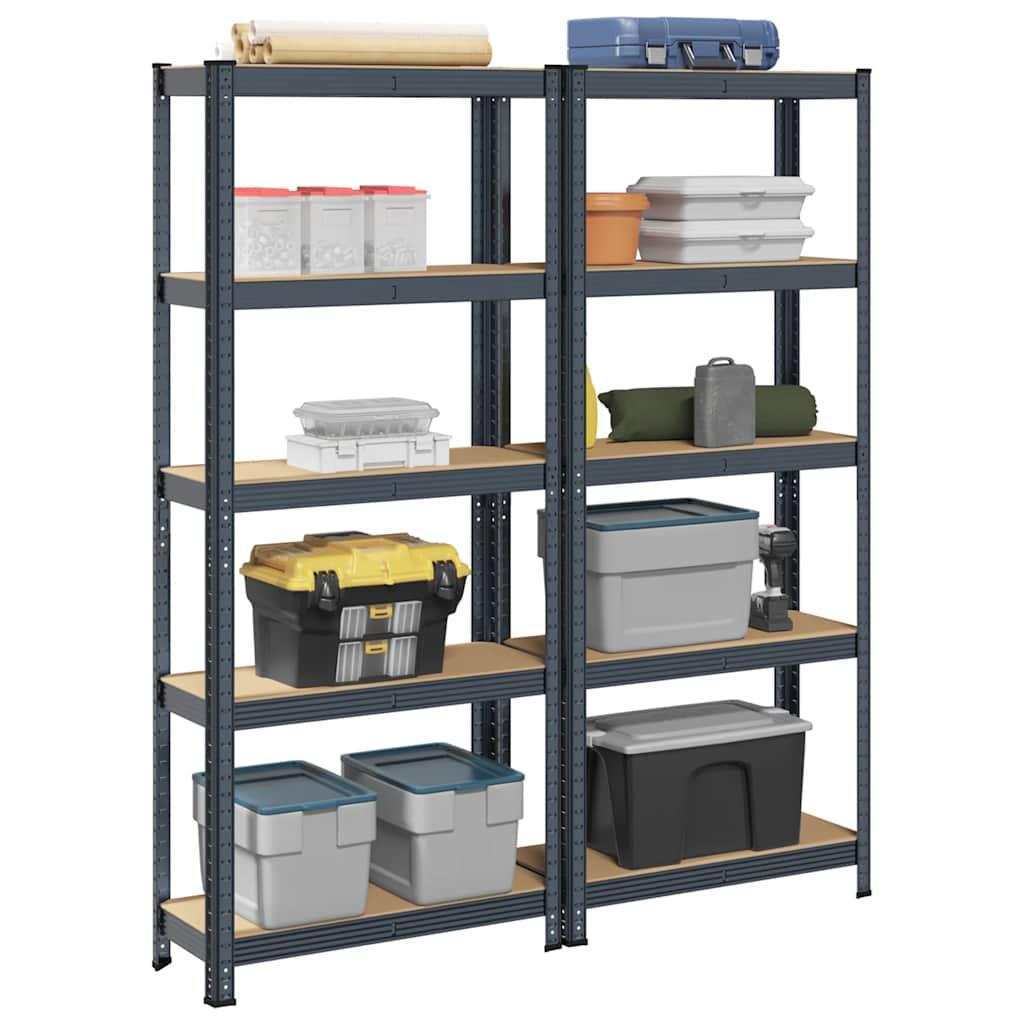 5-Layer Storage Shelves 2 pcs Anthracite Steel&amp;Engineered Wood