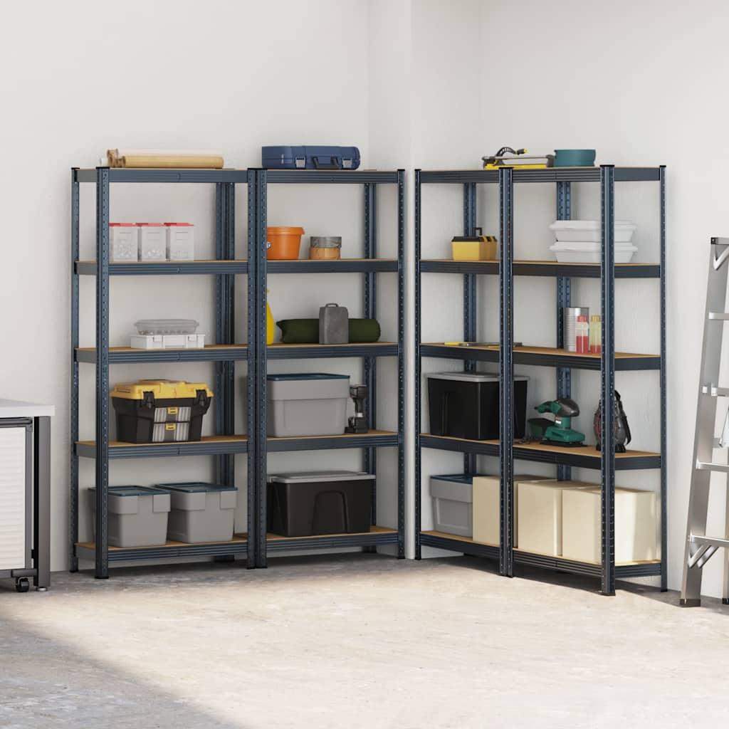 5-Layer Storage Shelves 4 pcs Anthracite Steel&Engineered Wood