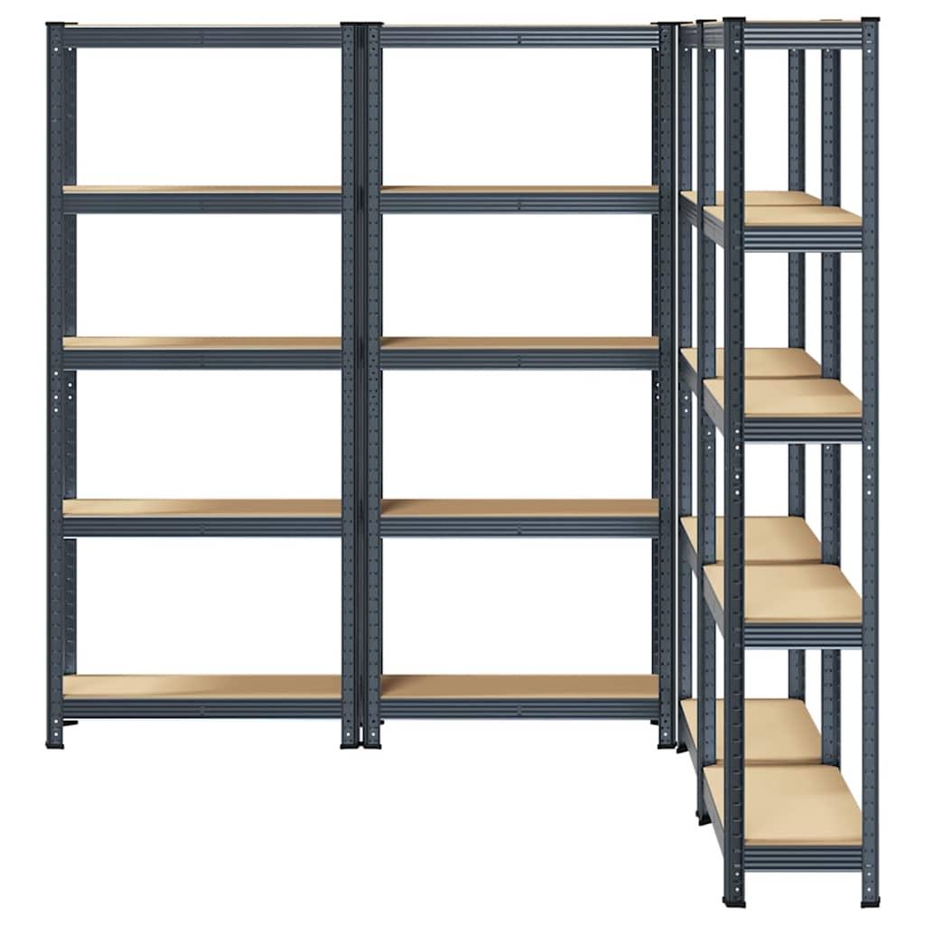 5-Layer Storage Shelves 4 pcs Anthracite Steel&Engineered Wood