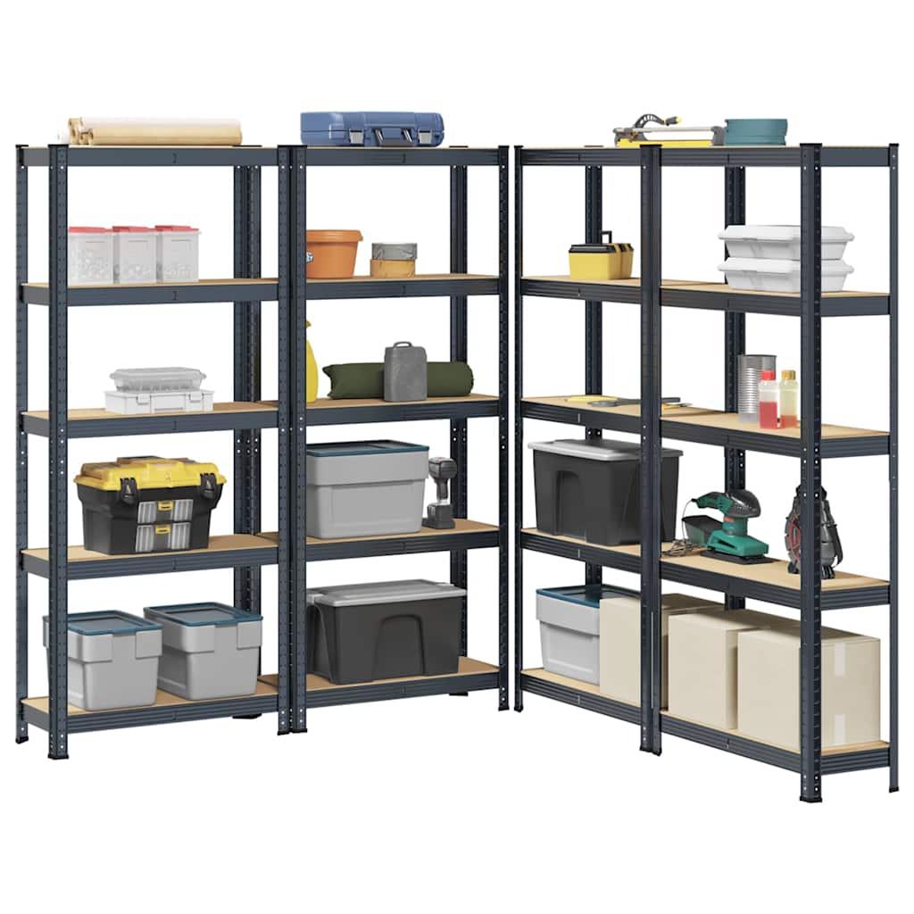 5-Layer Storage Shelves 4 pcs Anthracite Steel&amp;Engineered Wood