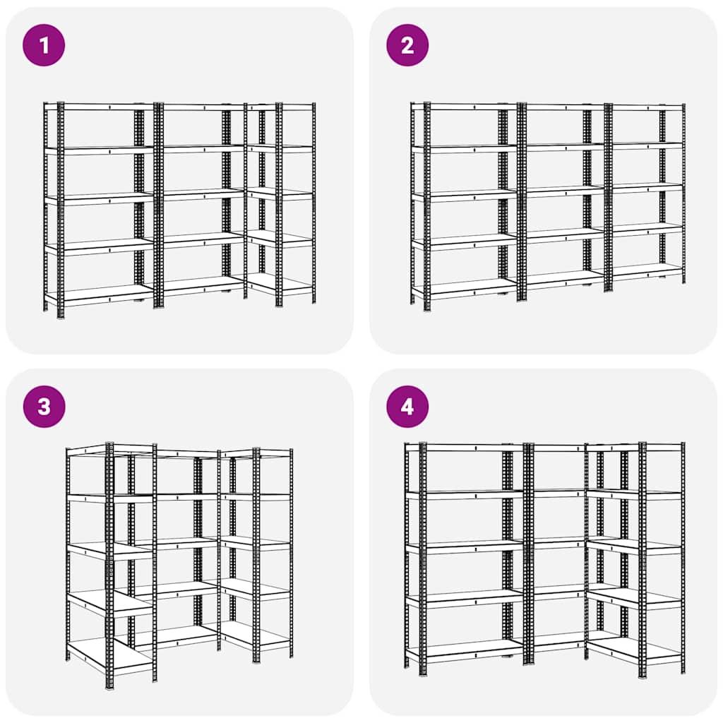 5-Layer Storage Shelves 3 pcs Anthracite Steel&Engineered Wood