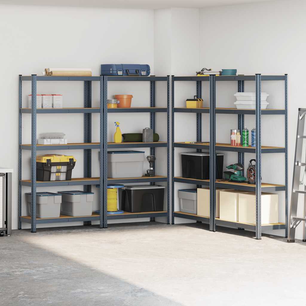 5-Layer Storage Shelves 4 pcs Anthracite Steel&Engineered Wood