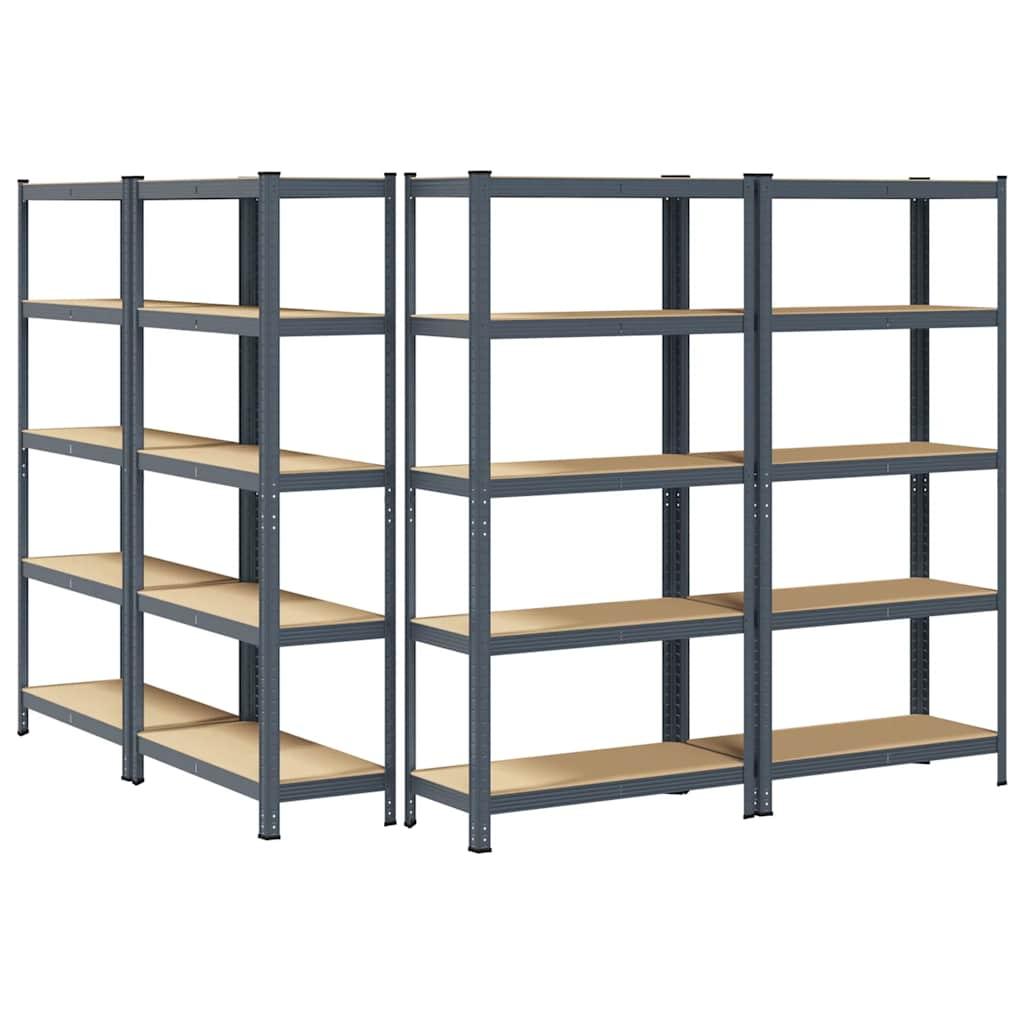 5-Layer Storage Shelves 4 pcs Anthracite Steel&Engineered Wood